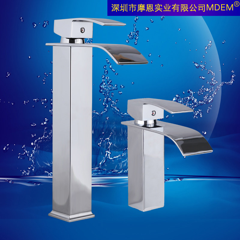 瀑布台下盆洗手池冷热水龙头