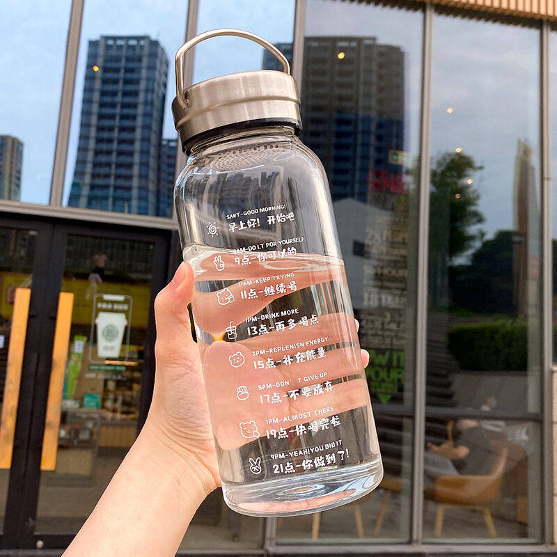 每天喝水目标杯饮水杯成人计划每天喝水目标杯夏季时间表刻度简约