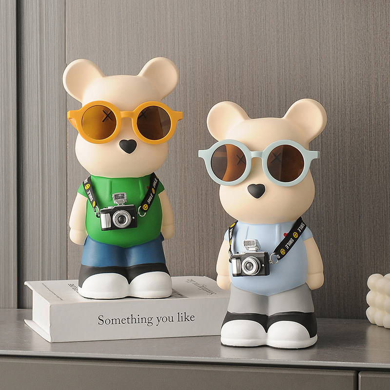 北欧创意暴力熊玄关客厅陶瓷摆件家居电视柜桌面装饰乔迁新居礼品