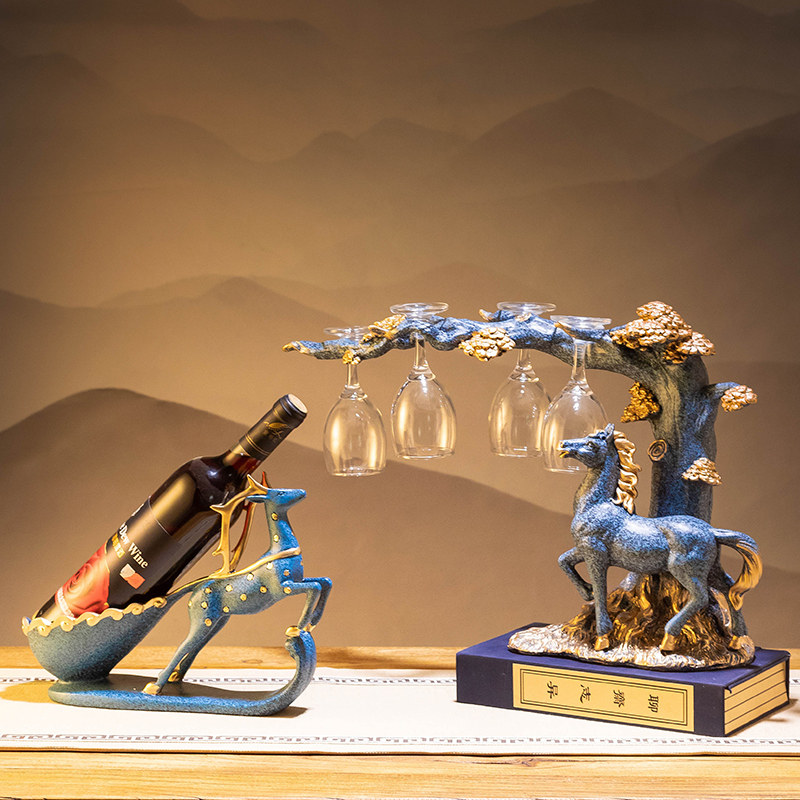 极速葡萄杯红酒架摆件现代轻奢新中式博古架家里酒柜子玄关装饰工