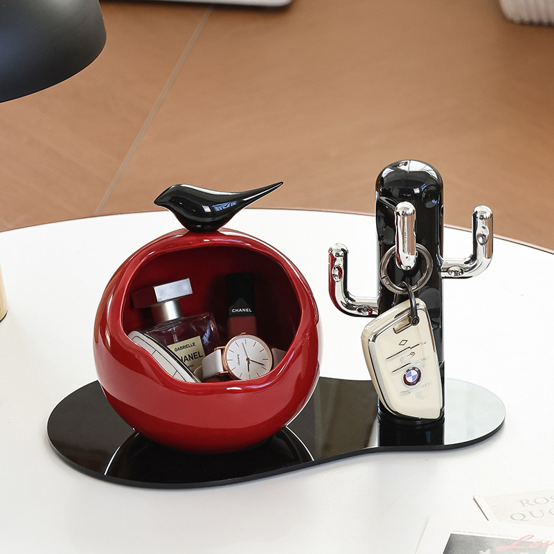 法式红钥匙收纳玄关摆件轻奢高级感中古入户门口鞋柜装饰品托盘,家居饰品,装饰摆件,淘宝优惠券,粉丝福利购,淘宝优惠卷