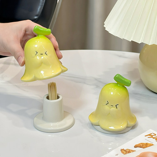 陶瓷牙签盒2025新款可爱香蕉收纳罐牙签筒高颜值牙签罐牙线收纳盒
