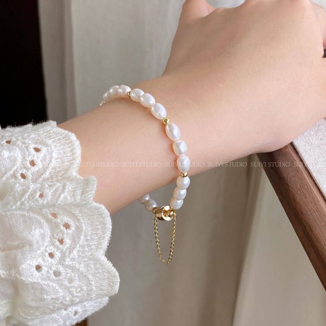 SUIYI 天然淡水珍珠磁吸扣手链女百搭简约风高级感手串送闺蜜礼物