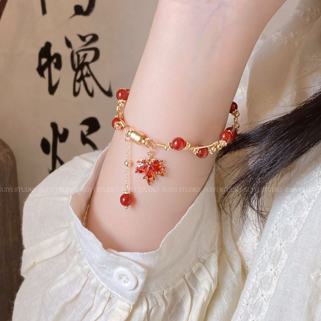 SUIYI 枫叶红了 天然南红玛瑙手镯女显白气质手链送朋友闺蜜礼物