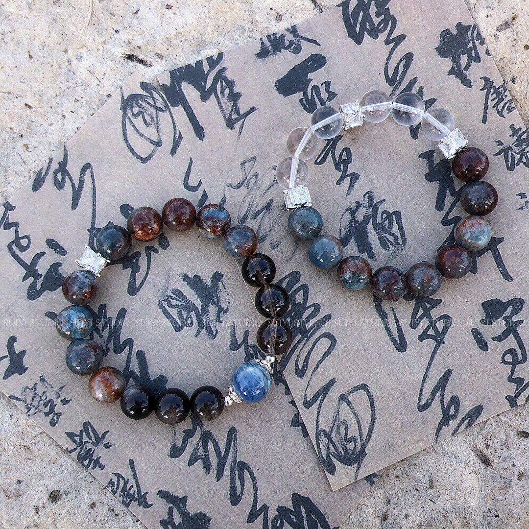 SUIYI 原创设计天然岛屿海蓝宝手串女高级感蓝晶石白水晶茶晶手链