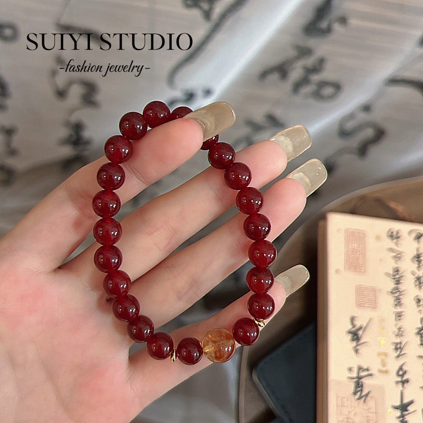 SUIYI 秋韵流金 原创设计 红玛瑙黄塔晶手串女秋冬氛围感通勤配饰