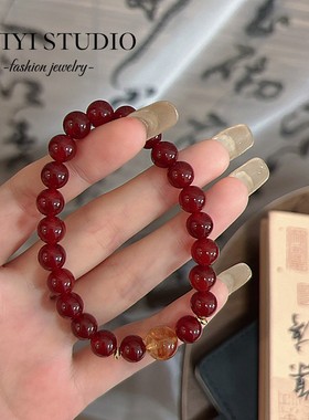 SUIYI 秋韵流金 原创设计 红玛瑙黄塔晶手串女秋冬氛围感通勤配饰