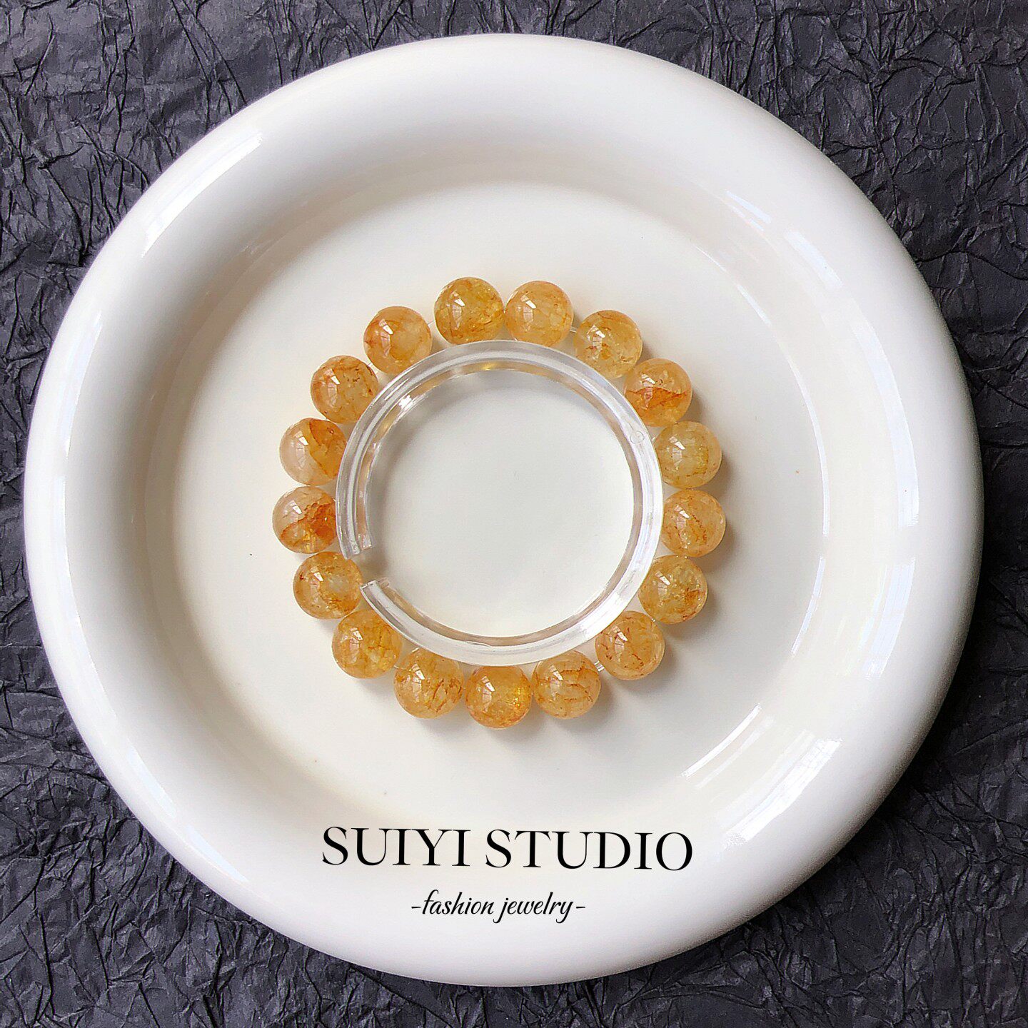 SUIYI 桂暖秋芳 桂花托帕石素圈手串女 显白提气色秋日氛围感礼物