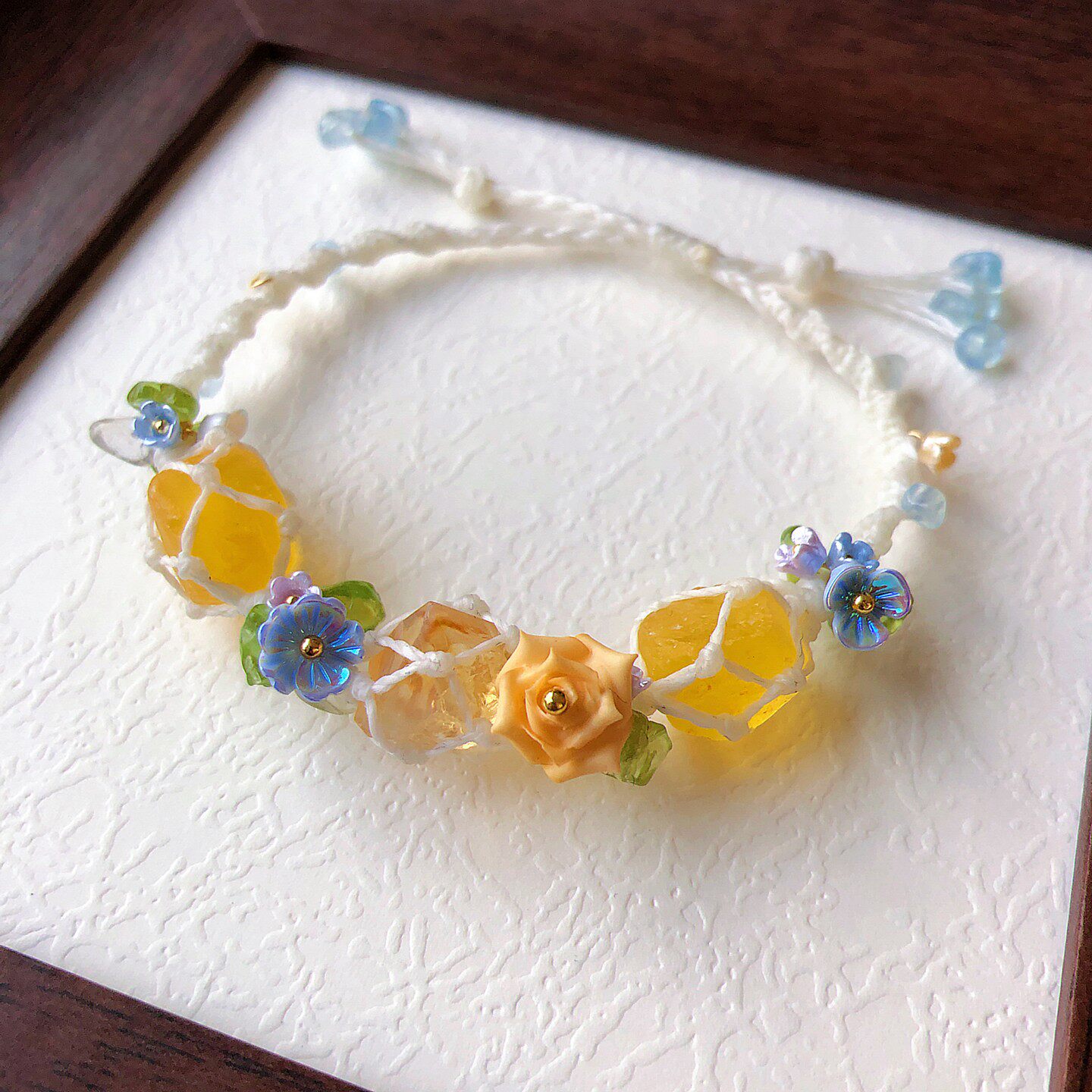 SUIYI 黄玫瑰 原创设计 小清新macrame编织手链 黄萤石黄水晶手绳