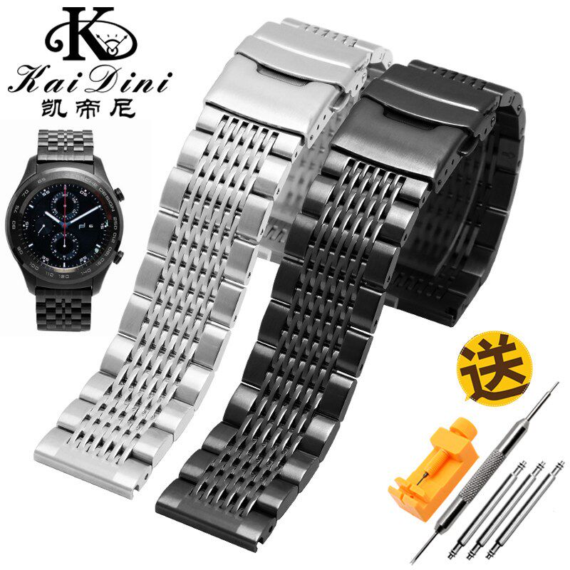 智能手表带 适用三星S3精钢表带 华为WATCH KGT2智能手表配件 22M