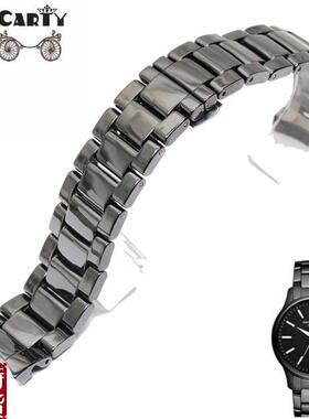 适配原厂carty陶瓷表带 黑色 阿玛尼表带 AR1440 AR14W57表带 陶