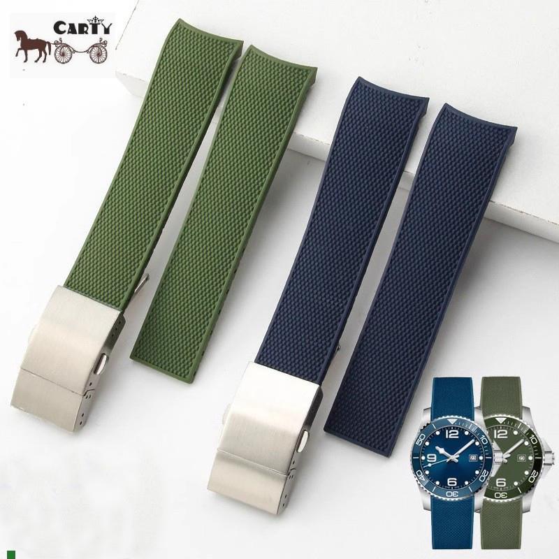 适用原厂适配浪琴康卡斯胶表带L321mm胶带男橡胶表带硅胶胶带