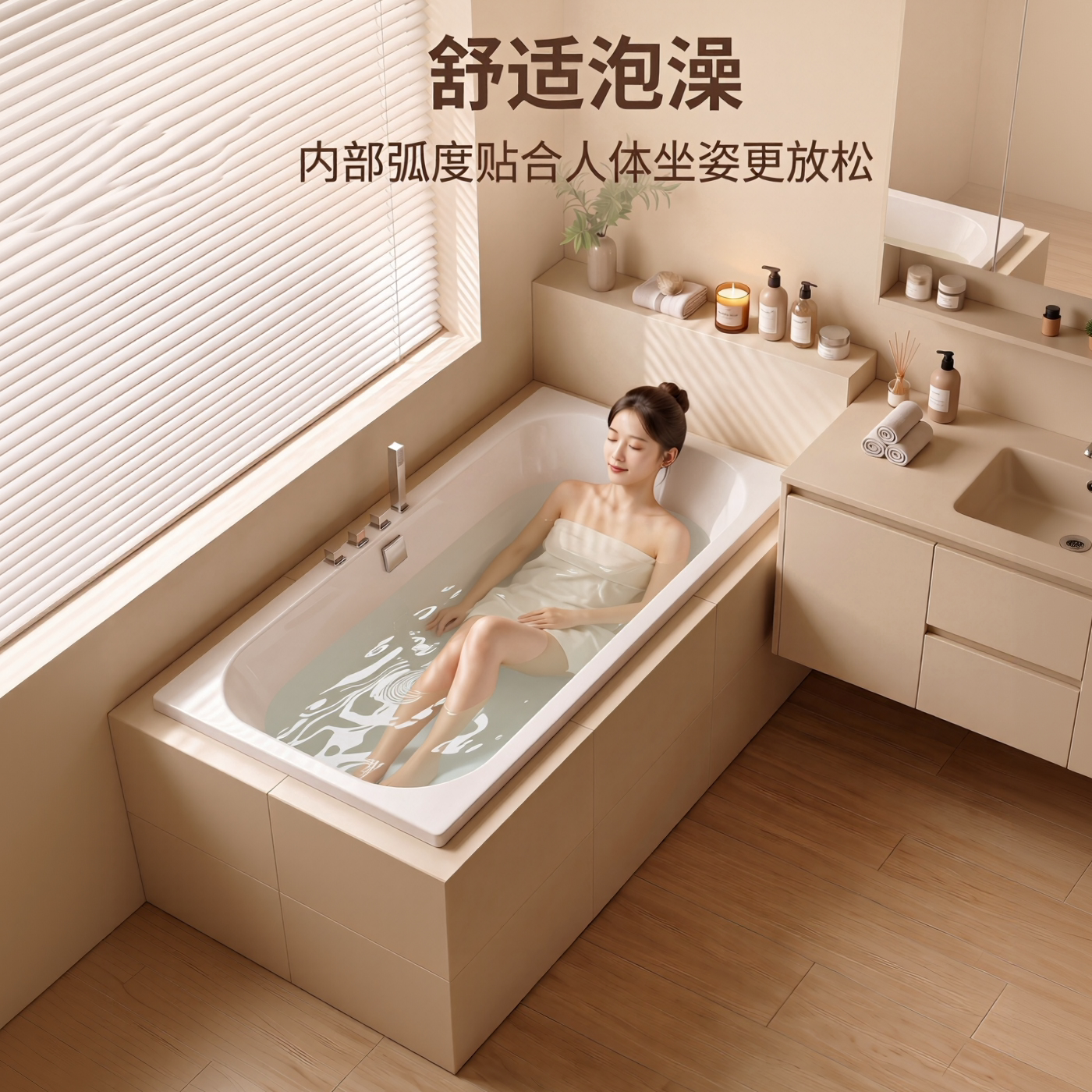 小户型家用嵌入式浴缸亚克力多尺普通浴缸