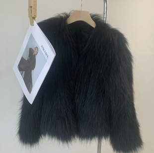 新款貉子毛双面编织皮草外套女辛集海宁网红小个子爆款短款年轻款