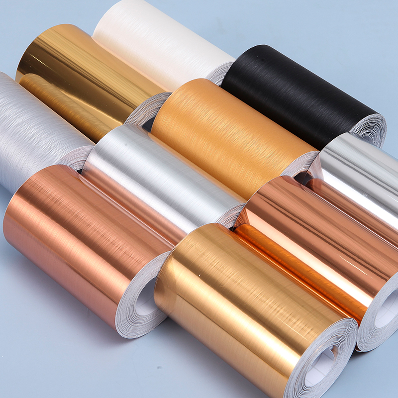 仿金属拉丝贴纸玻璃门窗户框画框包边贴条装饰防水自粘腰线踢脚线