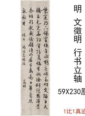 文征明行书立轴复古书法字画条Z幅真迹微喷仿古字帖装裱挂轴装饰