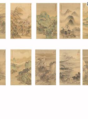 清四王山水画王翚仿古O册页十开宋元山水画册学习临摹画稿微喷
