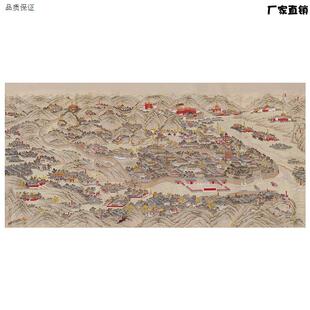 清管念慈承德避暑山M庄热河行宫图中式建筑人物装饰画绢布微喷