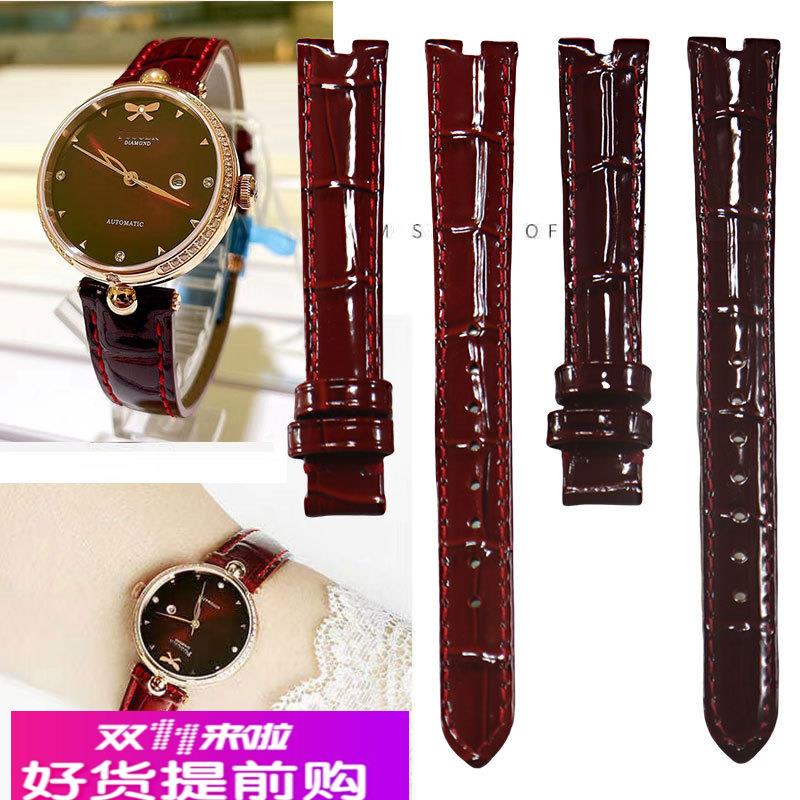 亮光酒红枣红皮表带代用宝时捷14凹接口6201/8299/51026