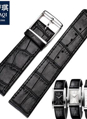 玛萨琪 适合KC表带K4P211/K4P231专用真皮手表带黑色表链配件皮带
