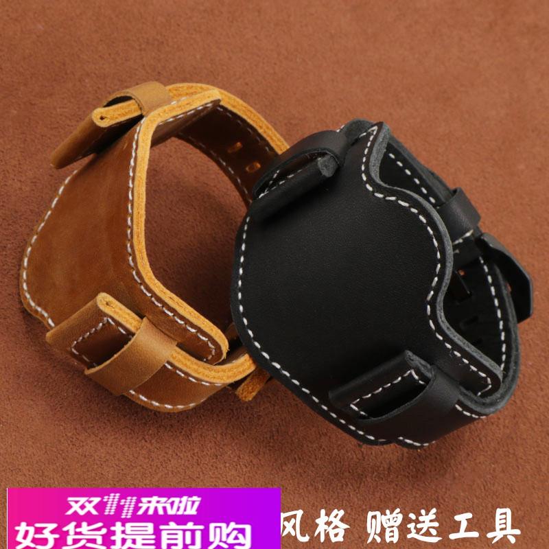 恩玺真皮表带男代用沛纳海PAM683/386天美时化石牛皮带20 22 24mm