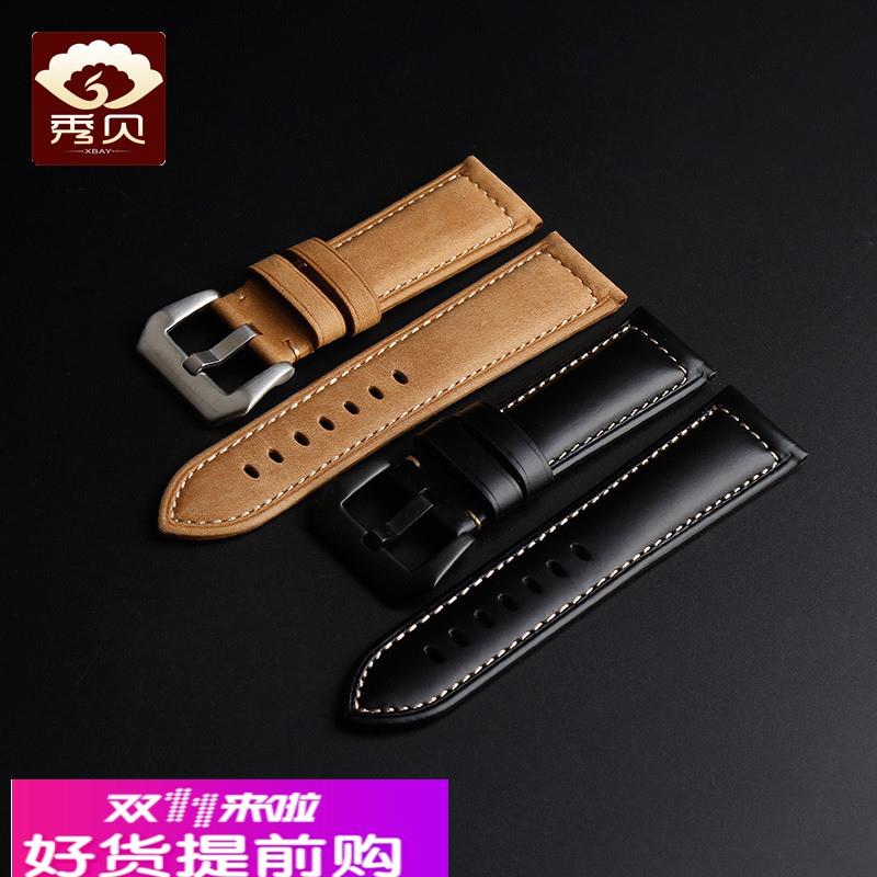 秀贝代用 沛纳海真皮手表带 男 手工表带 Panerai表 22 24mm牛皮