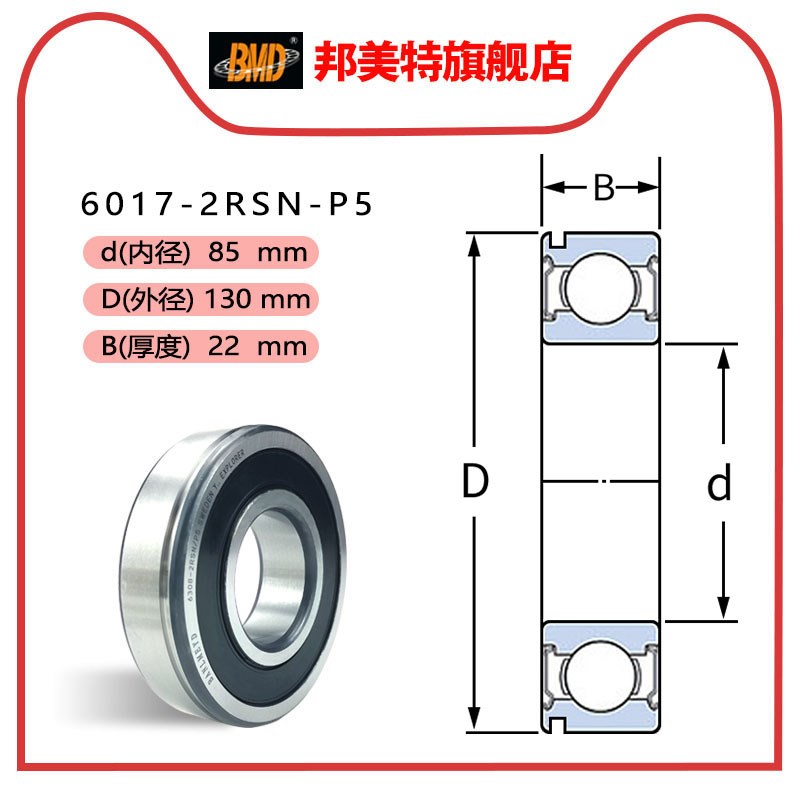 瑞典BMD进口带卡簧槽轴承6016/6017/6018/6019-2ZN/-2RSN/P5