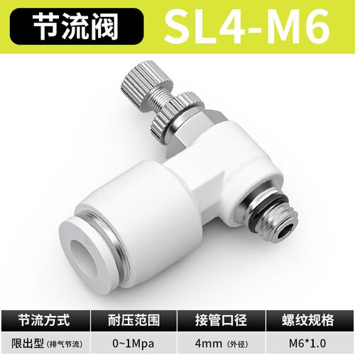 节流阀气动可调气管快速接头调速气缸配件调节SL4*6/8-M5/01/02