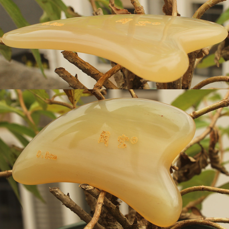 天然黄牛角面部刮痧板按摩牛角排毒背部颈部脸部眼部全身通用淋巴