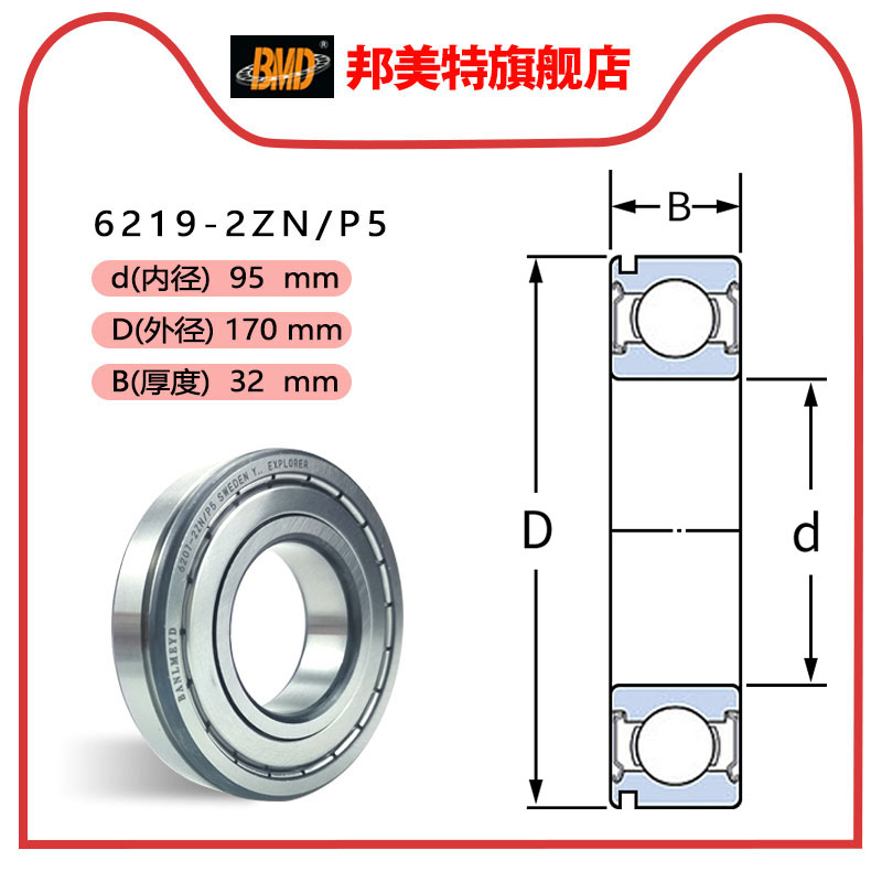 瑞典BMD高品质带卡簧槽轴承6216/6217/6218/6219-2ZN/-2RSN/P5