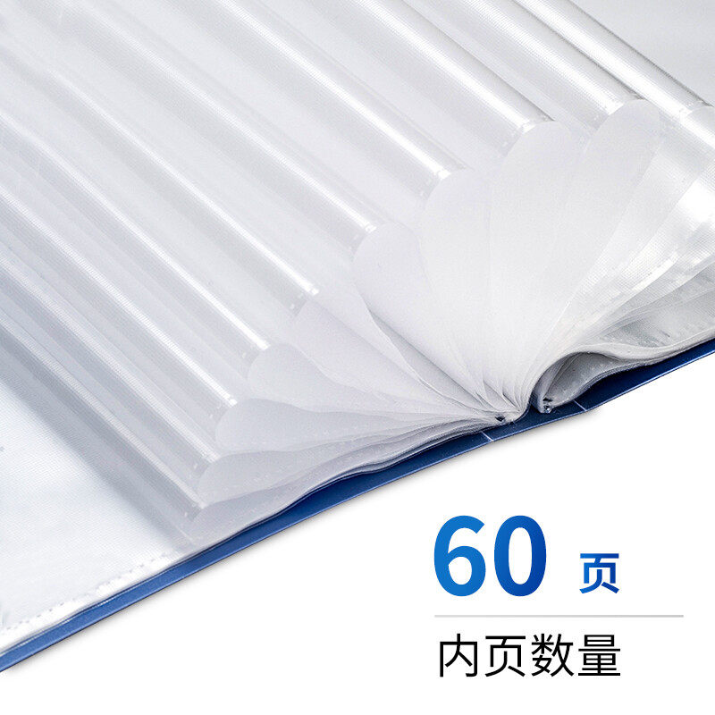 得力(deli)10只A4/60页资料册插袋文件册活页文件夹文件收纳袋学