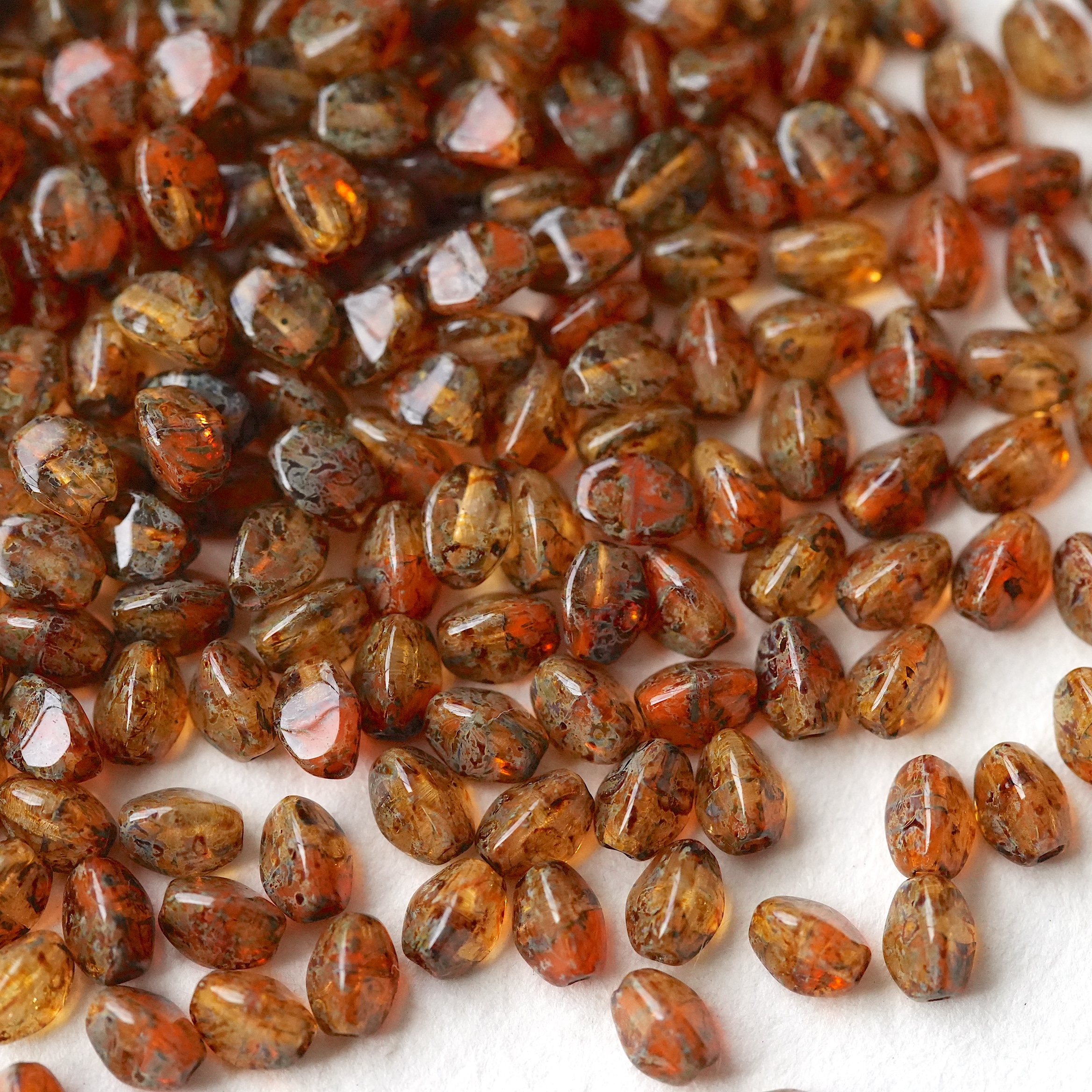 10颗装 进口捷克珠透琥珀棕红复古百搭杨桃珠5mm手作diy串珠材料