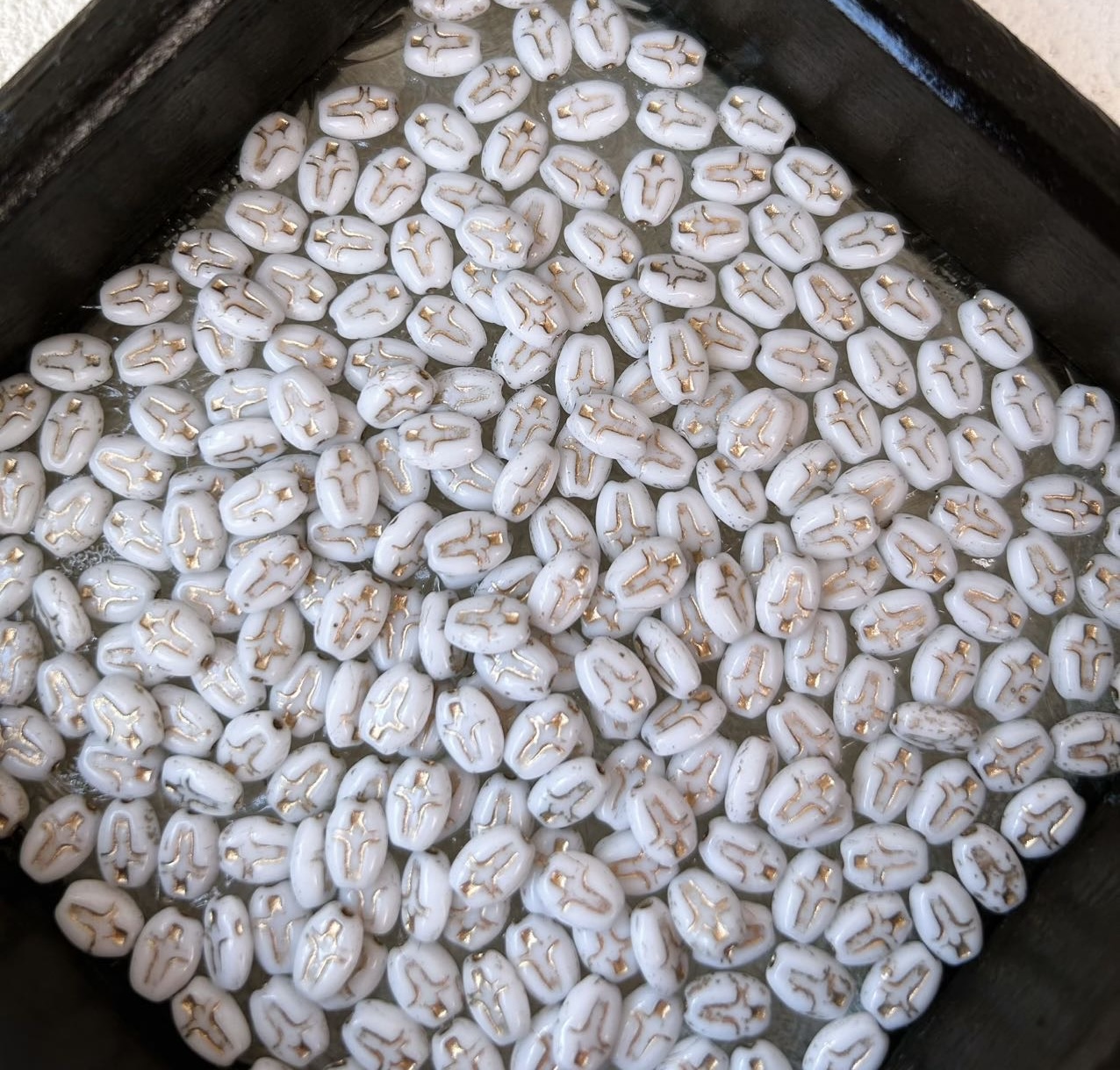 10颗装 进口捷克珠9*6mm十字架椭圆珠手工串珠diy项链耳环材料