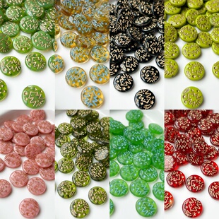 进口捷克珠14mm圣诞圆牌珠diy串珠手链项链耳环材料配件散珠