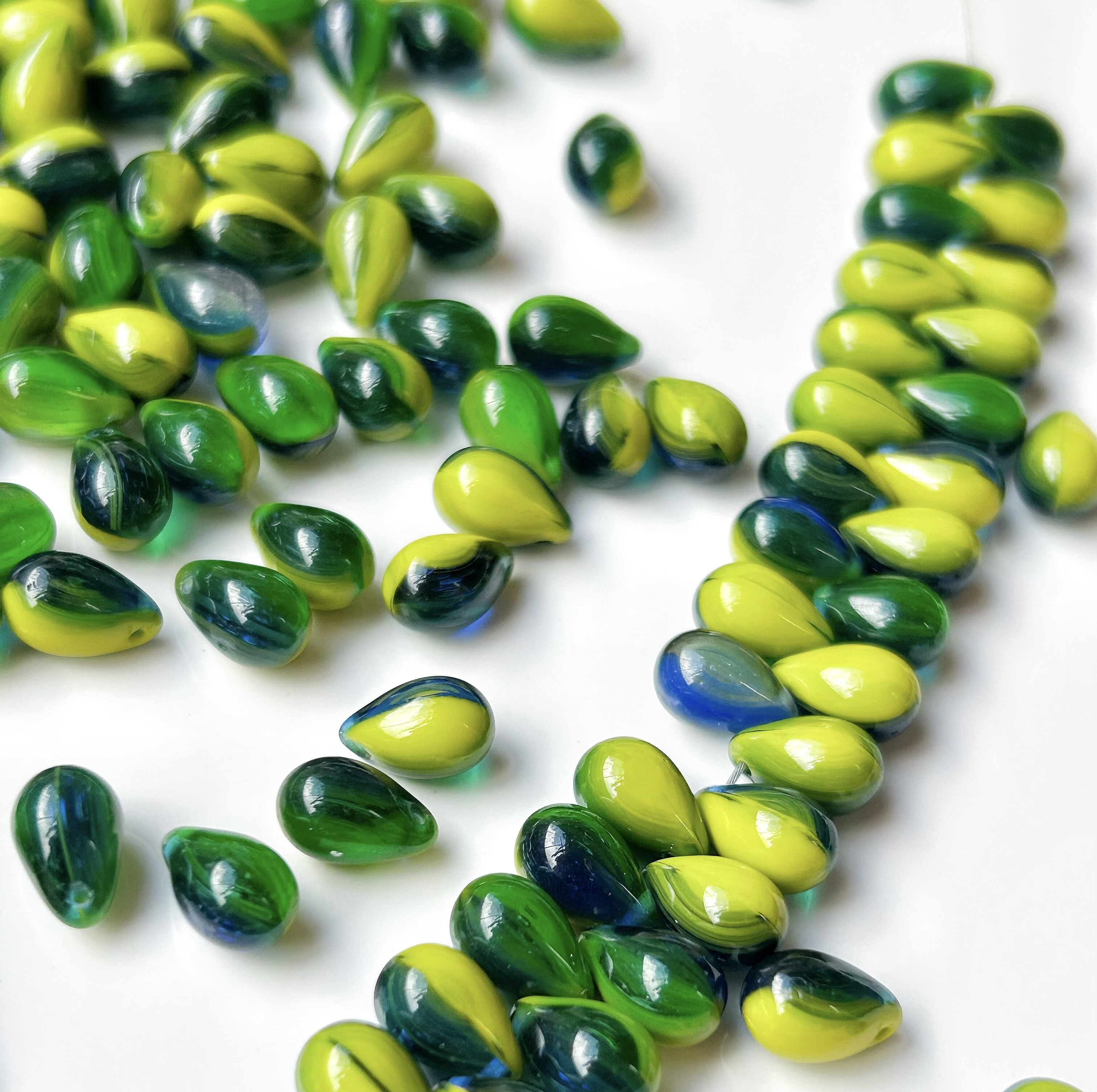 2颗装 进口捷克珠6*9mm水滴珠手作diy串珠饰品配件材料散珠