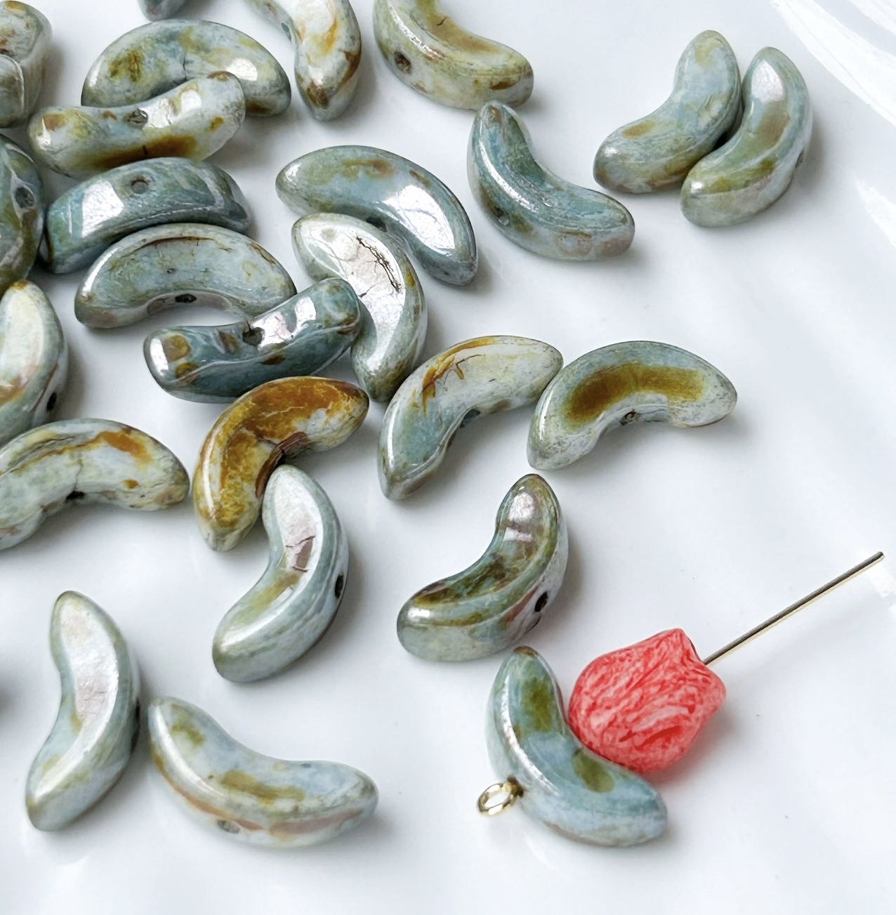 进口捷克珠6*13mm郁金香叶子珠DIY饰品配件材料散珠