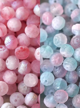 进口捷克珠6*7mm磨砂粉绿色大教堂珠手工串珠diy材料配件散珠饰品