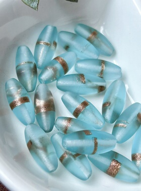 进口捷克珠6x19mm磨砂透蓝通孔珠手工串珠diy材料配件散珠