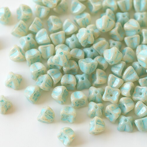 （10颗）进口捷克珠6mm蓝杏色桂花珠手工串珠diy材料配件散珠饰品