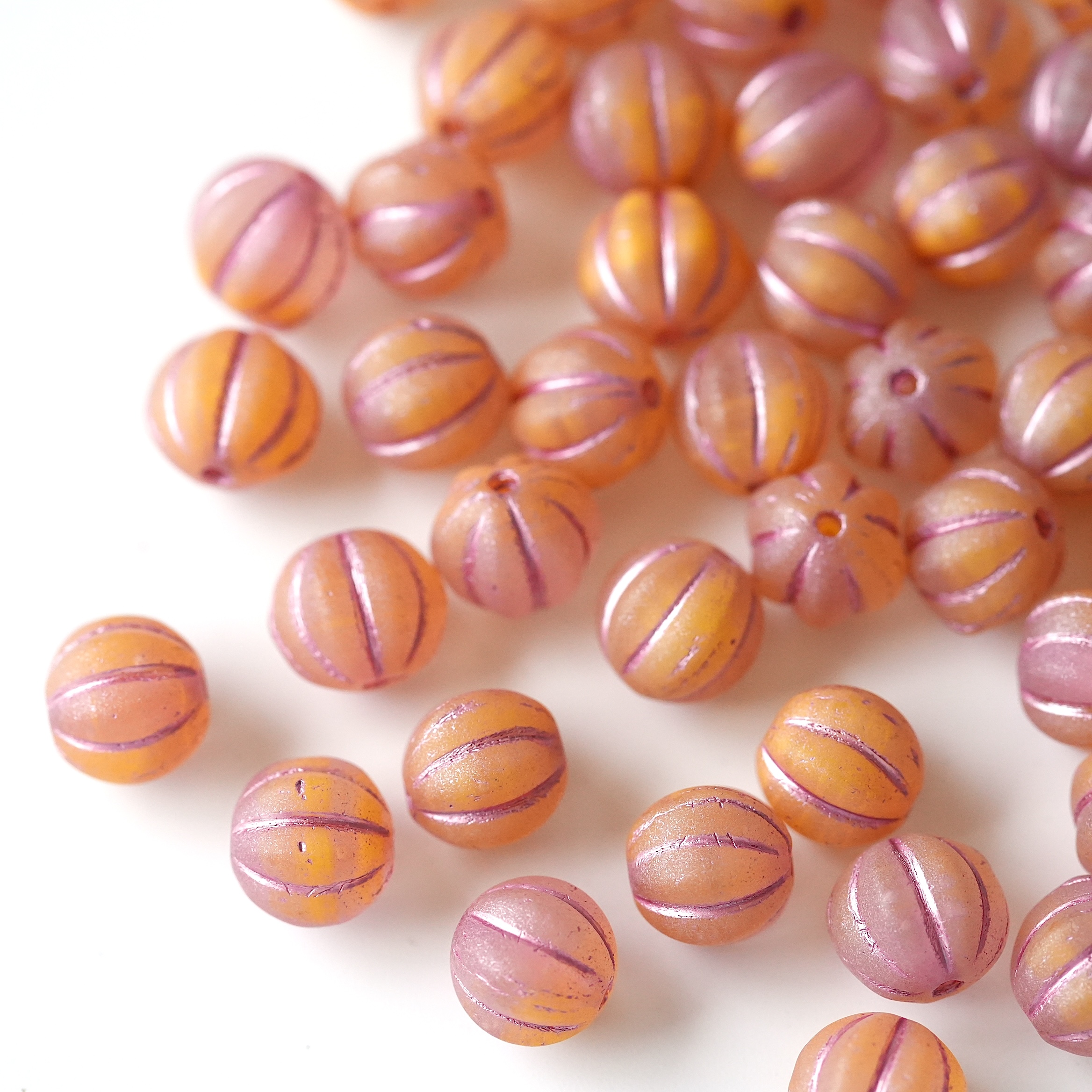 进口捷克珠8mm透粉夹心南瓜珠手工串珠手链项链耳环材料配件散珠