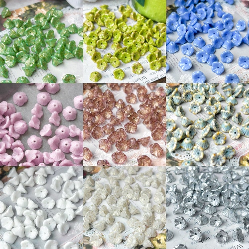 （10颗）进口捷克珠5*7mm杯花喇叭花珠手工串珠饰品材料配件散珠