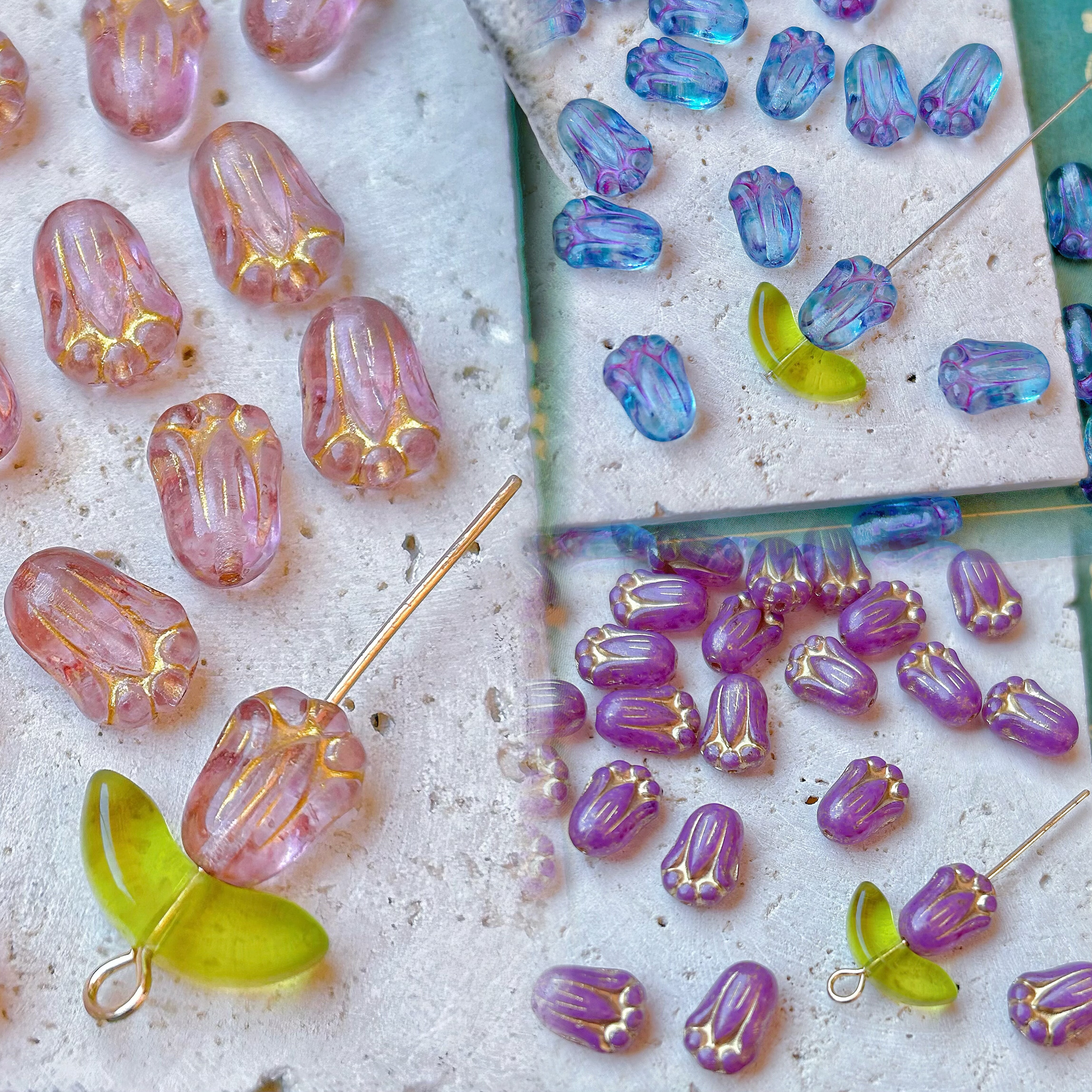 进口捷克珠7*9mm郁金香花珠手工串珠手链项链耳环材料配件