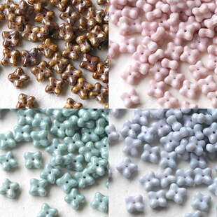 10颗装 进口捷克珠4x7mm四瓣小花手工串珠diy材料配件散珠