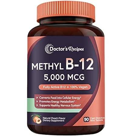 Doctor's Recipes Vitamin B12， Methylcobalamin 5000 mcg 90