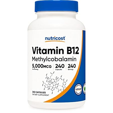 Nutricost Vitamin B12 (Methylcobalamin) 5000mcg， 240 Caps