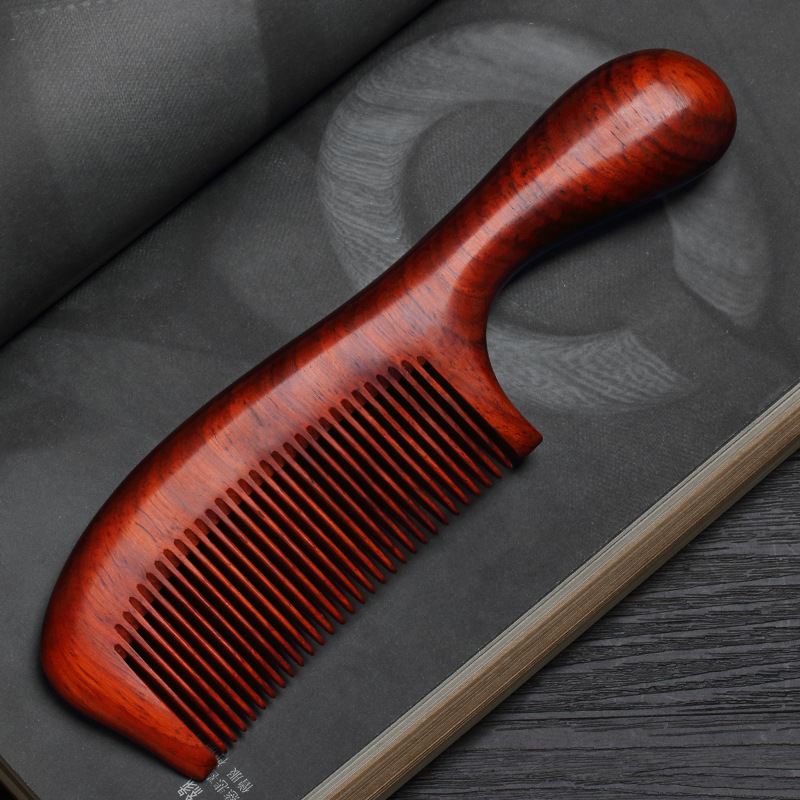 日本无印MUJIE整木高档精品犀牛角小叶紫檀木梳子泾县现货刻礼盒