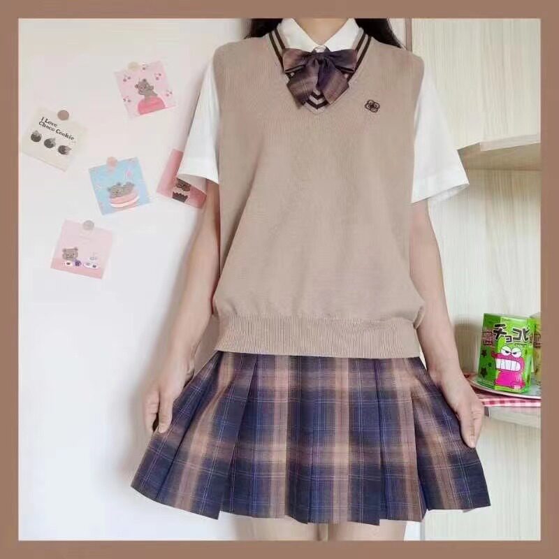 夏季显白甜酷百搭紫格jk制服格裙实体店清仓