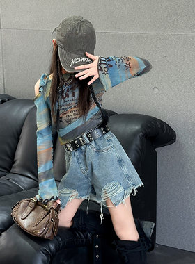 女童短裤夏装小女孩夏季薄款牛仔裤时髦洋气外穿大童夏天儿童裤子