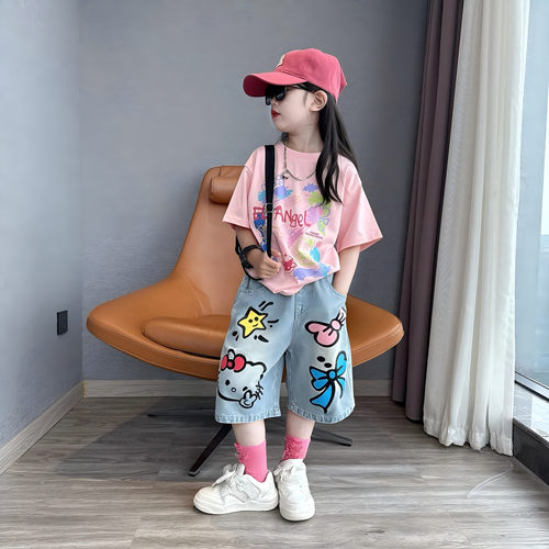 女童短裤夏季2025新款大童女孩薄款洋气中裤儿童夏天五分牛仔裤子