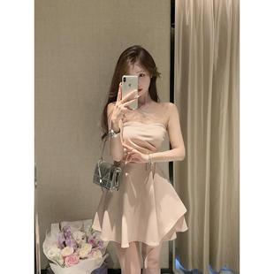纯欲抹胸连衣裙子女收腰气质高级感不规则性感甜辣妹短裙夏季 法式
